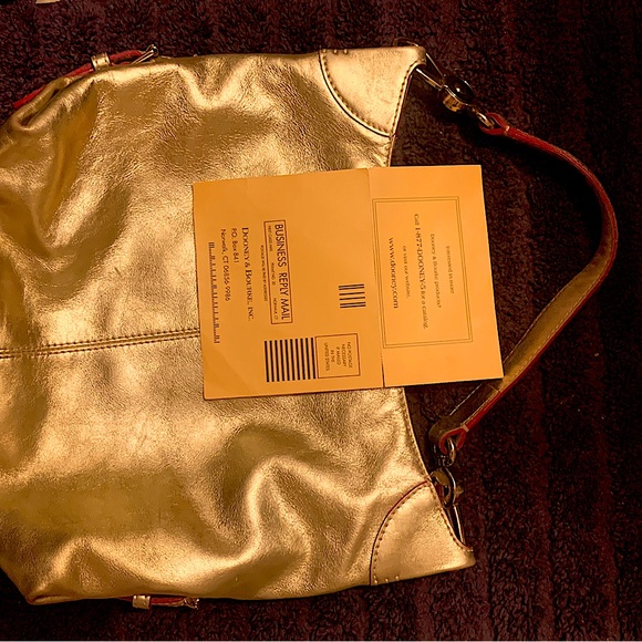 Dooney & Bourke-GOLD, Pink pattern interior HANDBAG! NEW w/ unreg serial# Doc. - Picture 7 of 9
